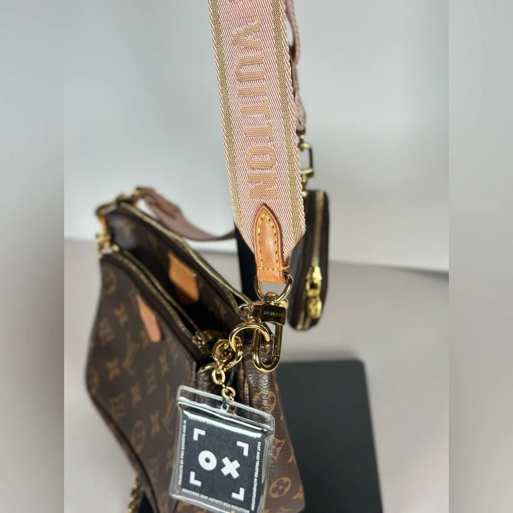 Authentic Louis Vuitton Multi-Pochette Accessoires Crossbody with Pink Strap